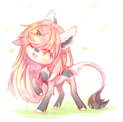 Size: 1809x1787 | Tagged: safe, artist:prettyshinegp, derpibooru import, oc, oc only, pony, unicorn, ear fluff, ears, horn, leonine tail, one eye closed, raised hoof, raised leg, smiling, solo, tail, unicorn oc, wink