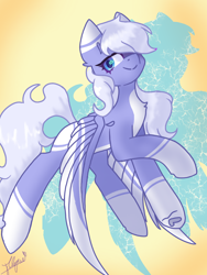 Size: 1080x1440 | Tagged: safe, artist:flower-black, derpibooru import, oc, oc:cloudsky cirrus, pegasus, pony, abstract background, coat markings, flying, looking at you, pale belly, solo, spread wings, wings