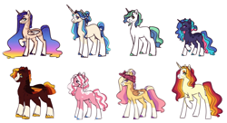 Size: 1280x694 | Tagged: safe, artist:ghost-whisper03, derpibooru import, oc, oc only, alicorn, earth pony, pegasus, pony, unicorn, alicorn oc, blaze (coat marking), coat markings, colored wings, colored wingtips, earth pony oc, ethereal mane, facial markings, female, headband, horn, magical lesbian spawn, male, mare, offspring, parent:applejack, parent:big macintosh, parent:fluttershy, parent:party favor, parent:pinkie pie, parent:princess cadance, parent:princess celestia, parent:princess luna, parent:rainbow dash, parent:rarity, parent:shining armor, parent:sunset shimmer, parent:svengallop, parent:twilight sparkle, parents:appledance, parents:appleshimmer, parents:lunashy, parents:rainbowmac, parents:rarijack, parents:shininglestia, parents:svenpie, parents:twifavor, pegasus oc, simple background, socks (coat marking), stallion, unicorn oc, white background, wings