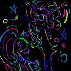Size: 1111x1111 | Tagged: safe, artist:sillyfillies, derpibooru import, trixie, pony, unicorn, black background, rainbow colors, simple background, solo