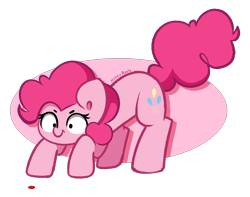 Size: 5200x4096 | Tagged: safe, artist:kittyrosie, derpibooru import, pinkie pie, earth pony, pony, absurd resolution, behaving like a cat, laser pointer, looking at something, simple background, solo, transparent background