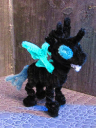 Size: 1280x1707 | Tagged: safe, alternate version, artist:malte279, derpibooru import, part of a series, part of a set, changeling, chenille, chenille stems, chenille wire, craft, irl, photo, pipe cleaner sculpture, pipe cleaners, solo
