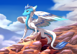 Size: 4800x3400 | Tagged: safe, artist:dreamweaverpony, derpibooru import, oc, oc only, dragon, mountain, sky