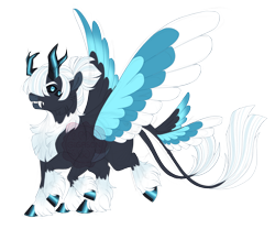 Size: 4800x4000 | Tagged: safe, artist:gigason, derpibooru import, oc, oc only, oc:double take, pony, absurd resolution, horns, multiple eyes, multiple tails, parent:storm king, simple background, solo, tail, transparent background, two tails