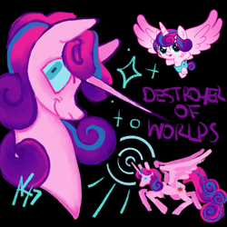 Size: 1111x1111 | Tagged: safe, artist:sillyfillies, derpibooru import, princess flurry heart, alicorn, pony, black background, magic, simple background, solo