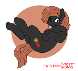 Size: 2000x1829 | Tagged: safe, artist:viktiipunk, derpibooru import, oc, earth pony, pony, :p, chest fluff, eyelashes, falling, looking back, pose, raised hoof, raised leg, short hair, solo, tail, tongue, tongue out