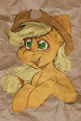 Size: 1800x2700 | Tagged: safe, artist:midnightpremiere, derpibooru import, applejack, earth pony, pony, female, mare, open mouth, open smile, smiling, solo