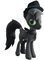 Size: 467x640 | Tagged: safe, artist:lithus, derpibooru import, oc, oc only, oc:grayhoof, pegasus, 3d, animated, blender, blender cycles, clothes, fedora, hat, pegasus oc, scarf, simple background, solo, stomp, striped scarf, transparent background