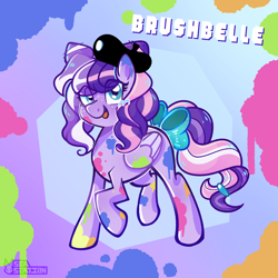 Size: 3000x3000 | Tagged: safe, artist:seasemissary, derpibooru import, oc, oc:brushbelle, pegasus, pony, beret, bow, female, hat, magical lesbian spawn, mare, offspring, parent:kerfuffle, parent:petunia petals, solo, tail, tail bow