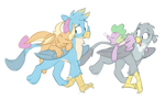 Size: 3697x2214 | Tagged: safe, artist:luximus17, derpibooru import, gabby, gallus, smolder, spike, dragon, griffon, beak, carrying, cuddling, dragon wings, dragoness, feathered wings, female, folded wings, horns, looking back, male, nostrils, open mouth, shipping, simple background, sleeping, smiling, smollus, snot bubble, snout, spabby, spread wings, straight, white background, wings