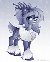 Size: 3200x4000 | Tagged: safe, artist:madelinne, derpibooru import, oc, oc only, oc:elizza, deer, cloven hooves, deer oc, deerified, jewelry, necklace, non-pony oc, solo, species swap