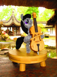 Size: 1280x1707 | Tagged: safe, alternate version, artist:malte279, derpibooru import, part of a series, part of a set, octavia melody, pony, bow (instrument), cello, cello bow, chenille, chenille stems, chenille wire, craft, irl, musical instrument, photo, pipe cleaner sculpture, pipe cleaners, solo