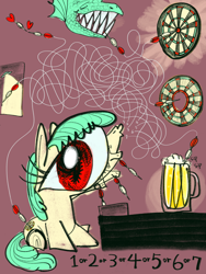 Size: 3000x4000 | Tagged: safe, artist:ja0822ck, derpibooru import, earth pony, pony, cider, dart, female, mare, puzzle, target, ufo