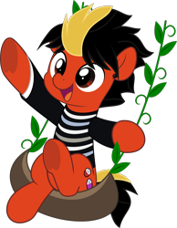 Size: 3882x5000 | Tagged: safe, artist:jhayarr23, derpibooru import, earth pony, pony, clothes, commission, dyed mane, dyed tail, ear piercing, happy, jaime preciado, long sleeves, male, open mouth, pierce the veil, piercing, ponified, shirt, short tail, simple background, solo, species swap, stallion, swing, tail, transparent background, underhoof, ych result