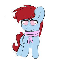 Size: 5000x5000 | Tagged: safe, artist:houndy, derpibooru import, oc, oc only, oc:strawberry jam, pegasus, pony, clothes, cute, long hair, long mane, pegasus oc, pink eyes, red mane, scarf, simple background, smol, solo, transparent background