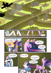 Size: 5976x8465 | Tagged: safe, artist:chunchalunch, derpibooru import, princess flurry heart, princess twilight 2.0, twilight sparkle, twilight sparkle (alicorn), alicorn, pony, absurd resolution, aunt and niece, canterlot gardens, comic, crown, dialogue, duo, duo female, ethereal mane, female, hedge maze, height difference, hoof shoes, jewelry, mare, maze, messy mane, older, older flurry heart, older twilight, onomatopoeia, peytral, princess shoes, regalia, sleepy, smiling, speech bubble, sunrise, walking, yawn