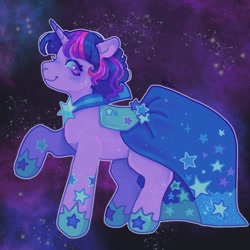 Size: 1440x1440 | Tagged: safe, artist:ariariari.png, derpibooru import, twilight sparkle, unicorn twilight, pony, unicorn, clothes, dress, galaxy, grand galloping gala, solo