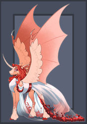 Size: 3245x4600 | Tagged: safe, artist:parrpitched, derpibooru import, oc, oc only, oc:queen heartimis, alicorn, bat pony, bat pony alicorn, pony, bat wings, clothes, dress, fireheart76's latex suit design, horn, latex, latex dress, prisoners of the moon, reference sheet, rubber, rubber dress, solo, wings