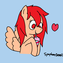 Size: 1000x1000 | Tagged: safe, artist:symphonydawn3, derpibooru import, oc, oc only, pegasus, pony, commission, drink, drinking, female, heart, mare, pegasus oc, simple background, smiling, smoothie, solo, straw in mouth, ych result