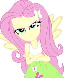 Size: 845x1024 | Tagged: safe, derpibooru import, edit, fluttershy, human, equestria girls, crossed arms, frown, humanized, simple background, solo, transparent background, winged humanization, wings