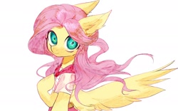 Size: 1920x1200 | Tagged: safe, artist:gq40415378, derpibooru import, fluttershy, pegasus, pony, clothes, female, simple background, solo, white background