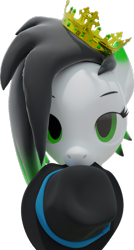 Size: 579x1080 | Tagged: safe, artist:lithus, derpibooru import, oc, oc:lithus, pony, wolf, wolf pony, 3d, blender, blender cycles, crown, fedora, green eyes, green mane, hat, jewelry, regalia, simple background, solo, stare, staring at you, transparent background