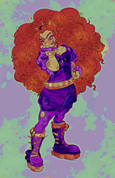 Size: 1246x1920 | Tagged: safe, artist:burgeredagent, derpibooru import, adagio dazzle, equestria girls, big hair, boots, clothes, leggings, shoes, solo, spiked wristband, wristband