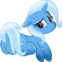 Size: 6021x5975 | Tagged: safe, artist:lincolnbrewsterfan, derpibooru import, trixie, pony, unicorn, a horse shoe-in, .svg available, adorable distress, blue, butt, covering, cute, cute face, diatrixes, disappointed, ears, female, floppy ears, frog (hoof), highlights, hoof heart, horn, i'm sorry, inkscape, looking back, looking down, lying down, mare, movie accurate, plot, prone, puppy dog eyes, purple eyes, rear view, sad, sad face, sadness, sadorable, shading, simple background, solo, svg, tail, tail covering, the great and powerful ass, three quarter view, transparent background, two toned hair, two toned mane, two toned tail, underhoof, upside-down hoof heart, vector, wand