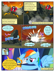 Size: 612x792 | Tagged: safe, artist:newbiespud, derpibooru import, edit, edited screencap, screencap, discord, lord tirek, spitfire, twilight sparkle, twilight sparkle (alicorn), alicorn, centaur, pegasus, pony, taur, comic:friendship is dragons, comic, dialogue, eyelashes, female, figurine, flying, grin, male, mare, onomatopoeia, outdoors, screencap comic, smiling, wings