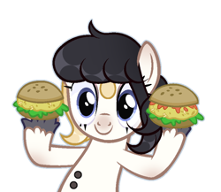 Size: 820x711 | Tagged: safe, artist:howwwie, derpibooru import, oc, oc only, pony, burger, commission, female, food, hay burger, simple background, solo, white background, ych result