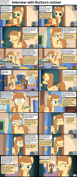 Size: 1282x2947 | Tagged: safe, derpibooru import, button mash, oc, oc:cream heart, earth pony, pony, comic:celestia's servant interview, butt, caption, colt, computer, cooking, cream heart is not amused, cs captions, cute, earth pony oc, female, foal, food, french fries, game console, hat, hoof hold, image macro, interview, kitchen, male, mare, mother and child, mother and son, mouth hold, ocbetes, parent and child, plot, propeller hat, soup, text, unamused