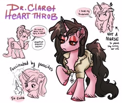 Size: 4096x3454 | Tagged: safe, artist:opalacorn, derpibooru import, oc, oc only, oc:doctor heartthrob, pony, unicorn, chest fluff, commission, cross-popping veins, dialogue, doctor, ear piercing, earring, emanata, female, frown, jewelry, lidded eyes, lip piercing, mare, necklace, piercing, simple background, solo, speech bubble, tweezers, unshorn fetlocks, white background