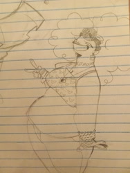 Size: 1728x2304 | Tagged: safe, artist:p0rk-guts, derpibooru import, pinkie pie, human, choker, ear piercing, earring, humanized, jewelry, lined paper, necklace, piercing, traditional art