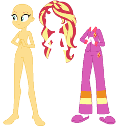 Size: 508x541 | Tagged: safe, artist:lordsfrederick778, artist:selenaede, derpibooru import, sunset shimmer, equestria girls, alternate design, base used, clothes, pajamas, simple background, slumber party, solo, white background