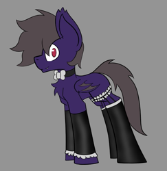 Size: 663x683 | Tagged: source needed, safe, artist:cotarsis, derpibooru import, oc, oc only, oc:prpout, bat pony, pony, gray background, old art, simple background, sketch, solo