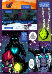 Size: 2480x3508 | Tagged: safe, artist:dsana, derpibooru import, idw, fizzlepop berrytwist, storm king, tempest shadow, oc, hybrid, pony, satyr, unicorn, comic:a storm's lullaby, my little pony: the movie, artifact, idw showified