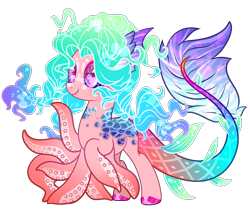 Size: 4491x3800 | Tagged: safe, artist:anno酱w, derpibooru import, oc, oc only, mermaid, merpony, monster pony, octopony, octopus, original species, base used, fish tail, simple background, smiling, solo, tail, transparent background