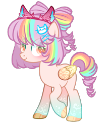 Size: 1514x1740 | Tagged: safe, artist:anno酱w, derpibooru import, oc, oc only, pegasus, base used, bow, curly hair, rainbow, short hair, short tail, simple background, smiling, solo, tail, transparent background