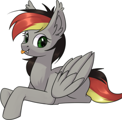 Size: 1589x1556 | Tagged: safe, artist:sesek, derpibooru import, oc, oc only, oc:anja snow, pegasus, full body, looking at you, pegasus oc, simple background, sitting, solo, tongue, tongue out, white background