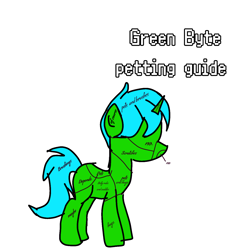 Size: 1280x1280 | Tagged: safe, artist:joeydr, derpibooru import, oc, oc only, oc:green byte, pony, unicorn, anatomy guide, male, meme, petting guide, simple background, solo, stallion, text, white background