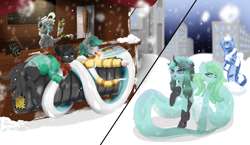 Size: 7977x4638 | Tagged: safe, alternate version, artist:nergo, derpibooru import, changeling, goo, goo pony, lamia, original species, snake, winter