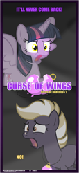 Size: 1919x4225 | Tagged: safe, artist:estories, derpibooru import, twilight sparkle, twilight sparkle (alicorn), oc, oc:wildheart, alicorn, pony, comic:curse of wings, comic, discorded