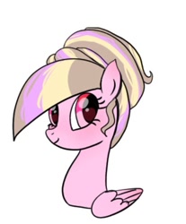 Size: 516x624 | Tagged: safe, artist:petaltwinkle, derpibooru import, oc, oc only, oc:petal twinkle, pegasus, pony, alternate hairstyle, bust, female, mare, simple background, smiling, solo, white background