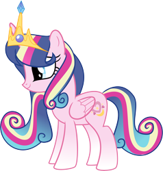 Size: 9396x9857 | Tagged: safe, artist:shootingstarsentry, derpibooru import, oc, oc:crystal, alicorn, pony, crown, female, jewelry, mare, offspring, parent:princess cadance, parent:shining armor, parents:shiningcadance, regalia, simple background, solo, transparent background