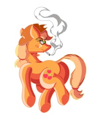 Size: 1080x1350 | Tagged: safe, artist:sirneko3, derpibooru import, applejack, earth pony, pony, cigarette, female, simple background, smoking, solo, white background