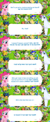 Size: 2048x4923 | Tagged: safe, derpibooru import, dyre, grackle, pinkie pie, earth pony, human, pony, clothes, costume, dialogue, dialogue box, disguise, english, event, female, gameloft, mare, mobile game, my little pony: magic princess, official, speech bubble, text