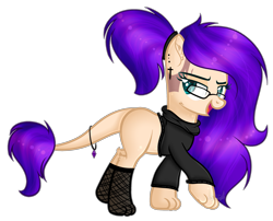 Size: 2849x2301 | Tagged: safe, artist:angellightyt, derpibooru import, oc, oc only, cat, cat pony, original species, base used, clothes, ear piercing, glasses, piercing, simple background, smiling, solo, transparent background