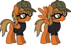 Size: 2036x1300 | Tagged: safe, artist:lightningbolt, derpibooru exclusive, derpibooru import, pegasus, pony, .svg available, cap, clothes, fall out boy, folded wings, glasses, hat, male, patrick stump, ponified, quadrupedal, shirt, simple background, solo, species swap, spread wings, stallion, standing, svg, t-shirt, transparent background, vector, wings