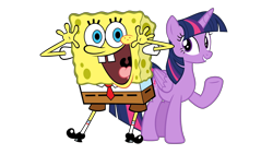 Size: 1920x1080 | Tagged: safe, artist:thxfan2022, derpibooru import, twilight sparkle, twilight sparkle (alicorn), alicorn, pony, crossover, duo, female, male, simple background, sponge, spongebob squarepants, spongebob squarepants (character), spongetwi, transparent background, vector
