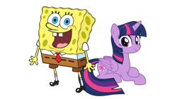 Size: 1920x1080 | Tagged: safe, artist:thxfan2022, derpibooru import, twilight sparkle, twilight sparkle (alicorn), alicorn, pony, crossover, duo, female, mare, nickelodeon, simple background, sponge, spongebob squarepants, spongebob squarepants (character), spongetwi, transparent background, vector